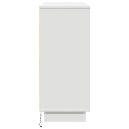LED Sideboard Wit 90 x 32 x 75 cm Bewerkt hout