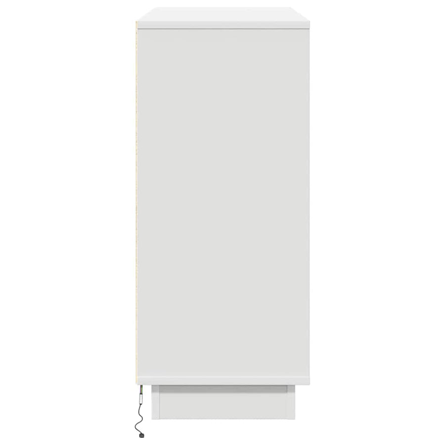 LED Sideboard Wit 90 x 32 x 75 cm Bewerkt hout
