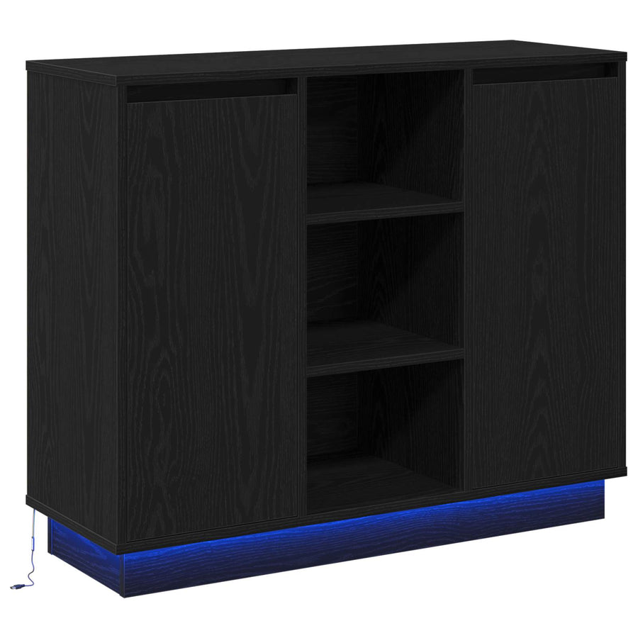 LED Sideboard Zwart Eiken 90 x 32 x 75 cm Bewerkt hout