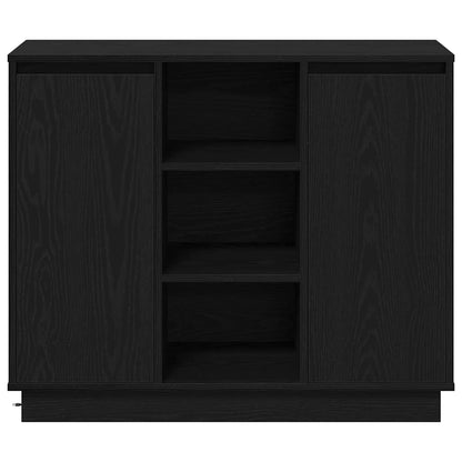 LED Sideboard Zwart Eiken 90 x 32 x 75 cm Bewerkt hout