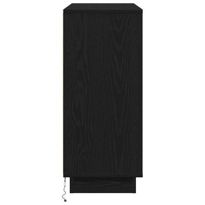 LED Sideboard Zwart Eiken 90 x 32 x 75 cm Bewerkt hout