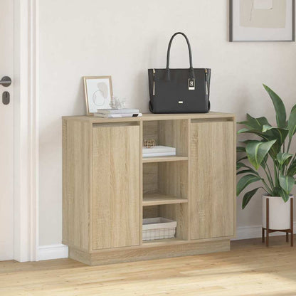 LED Sideboard Sonoma Eiken 90 x 32 x 75 cm Bewerkt hout