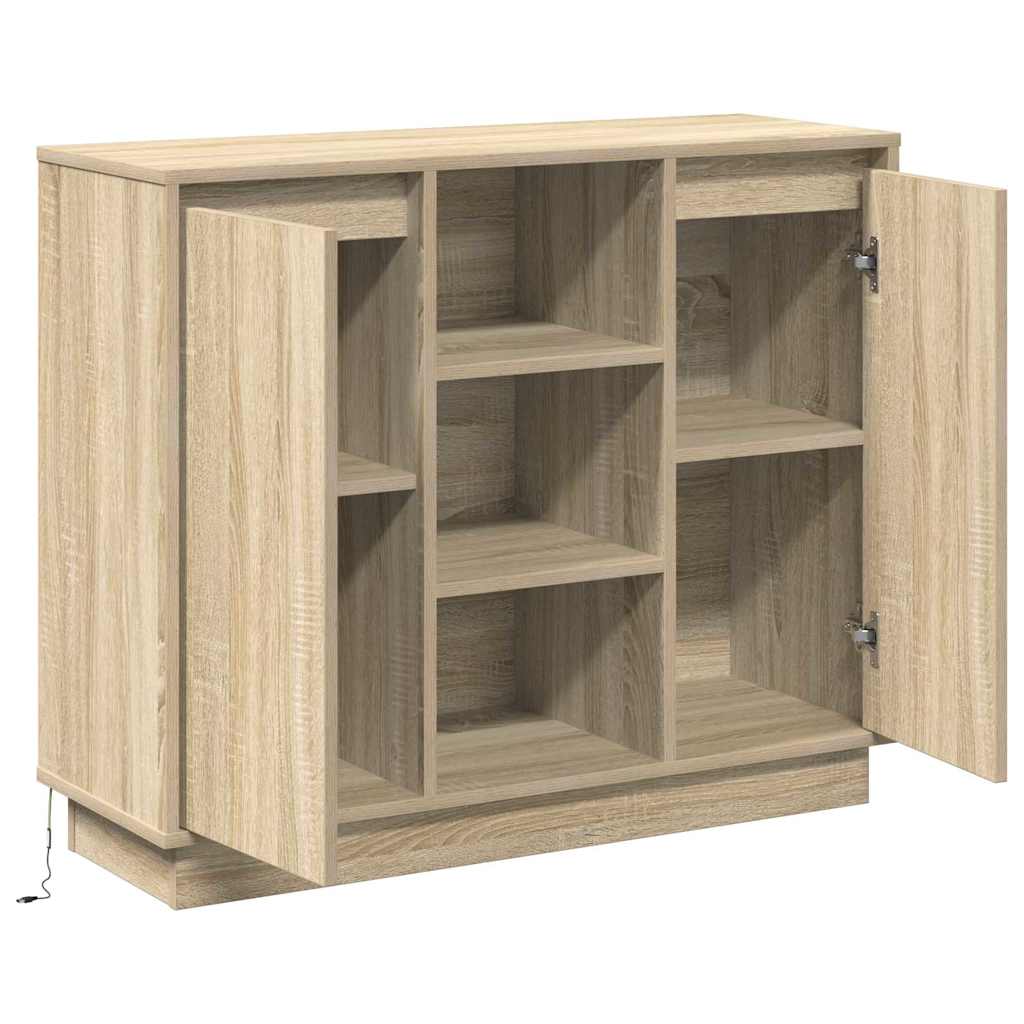 LED Sideboard Sonoma Eiken 90 x 32 x 75 cm Bewerkt hout