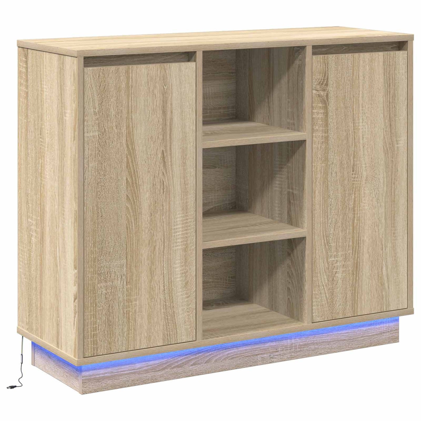 LED Sideboard Sonoma Eiken 90 x 32 x 75 cm Bewerkt hout