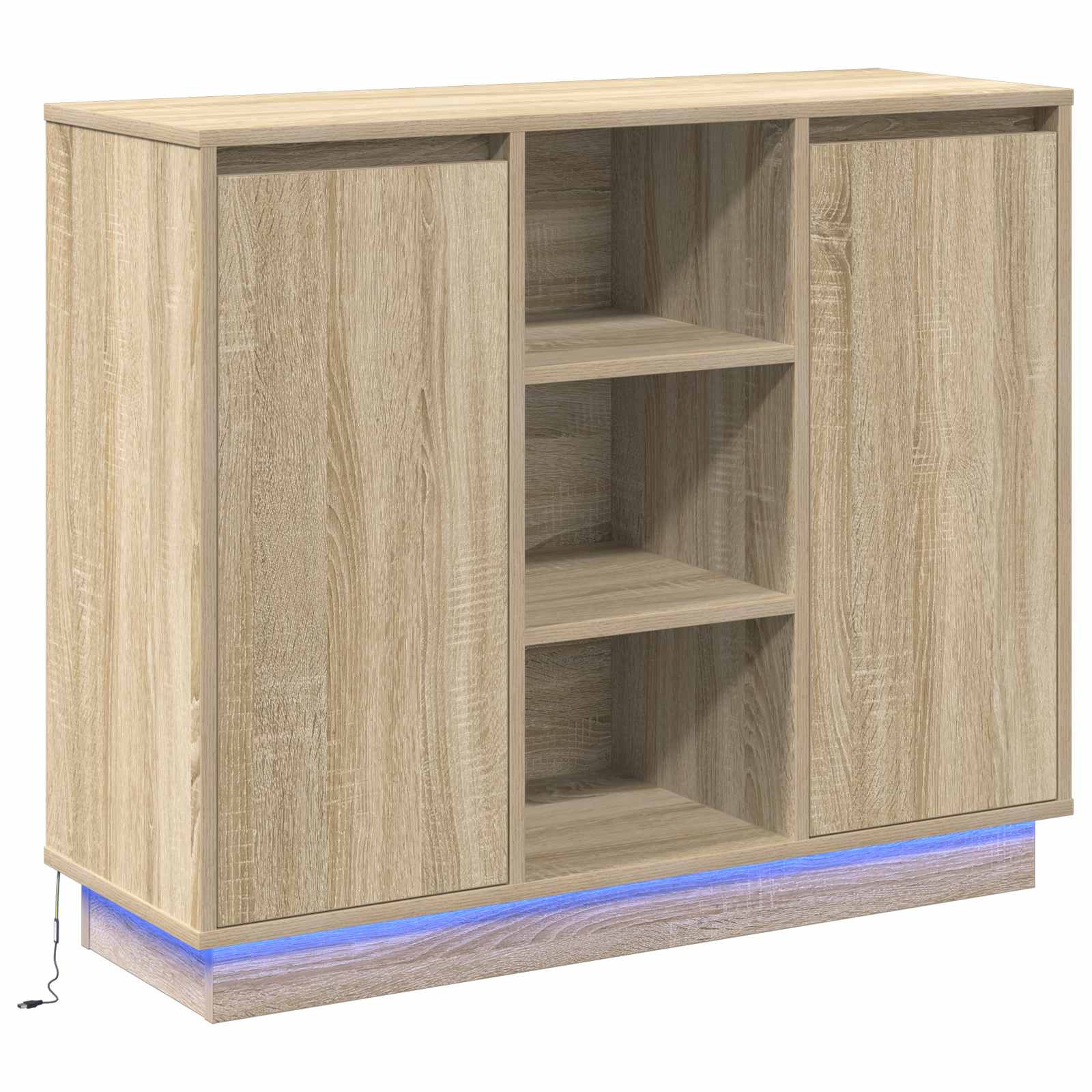 LED Sideboard Sonoma Eiken 90 x 32 x 75 cm Bewerkt hout