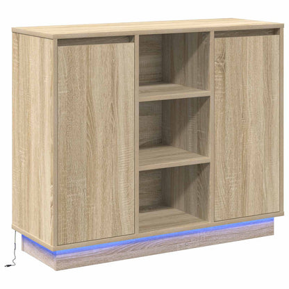 LED Sideboard Sonoma Eiken 90 x 32 x 75 cm Bewerkt hout