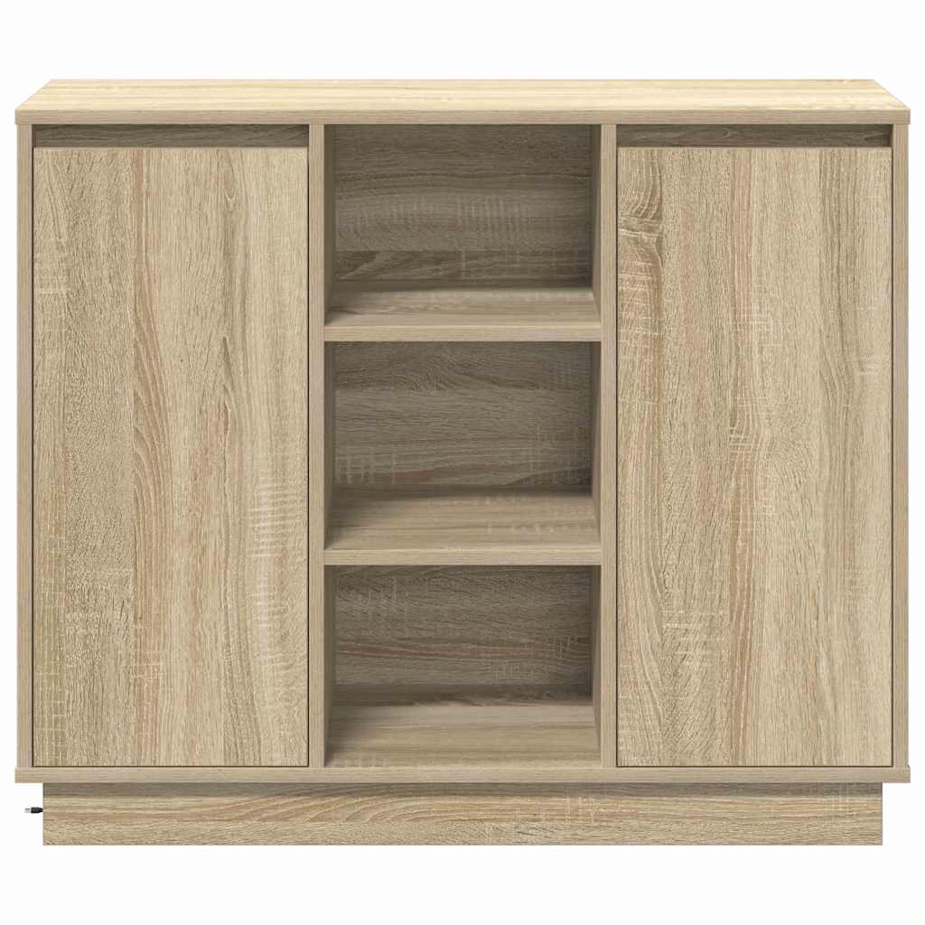 LED Sideboard Sonoma Eiken 90 x 32 x 75 cm Bewerkt hout
