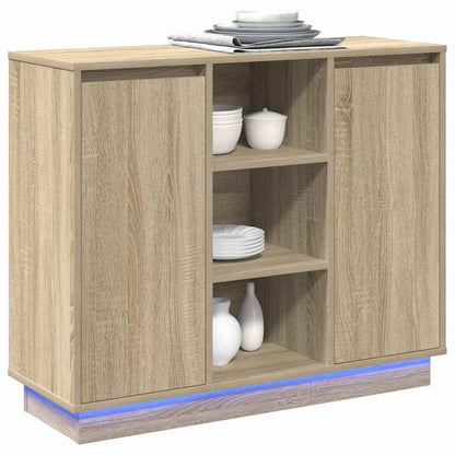 LED Sideboard Sonoma Eiken 90 x 32 x 75 cm Bewerkt hout