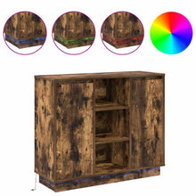 LED Sideboard Gerookt eiken 90 x 32 x 75 cm Bewerkt hout