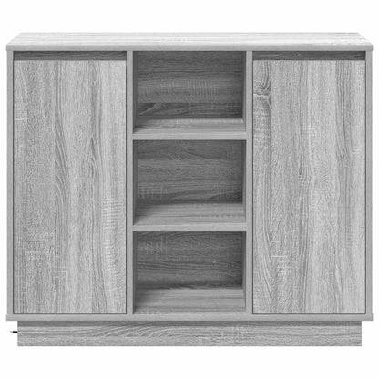 LED Sideboard Grijs Sonoma 90 x 32 x 75 cm Bewerkt hout