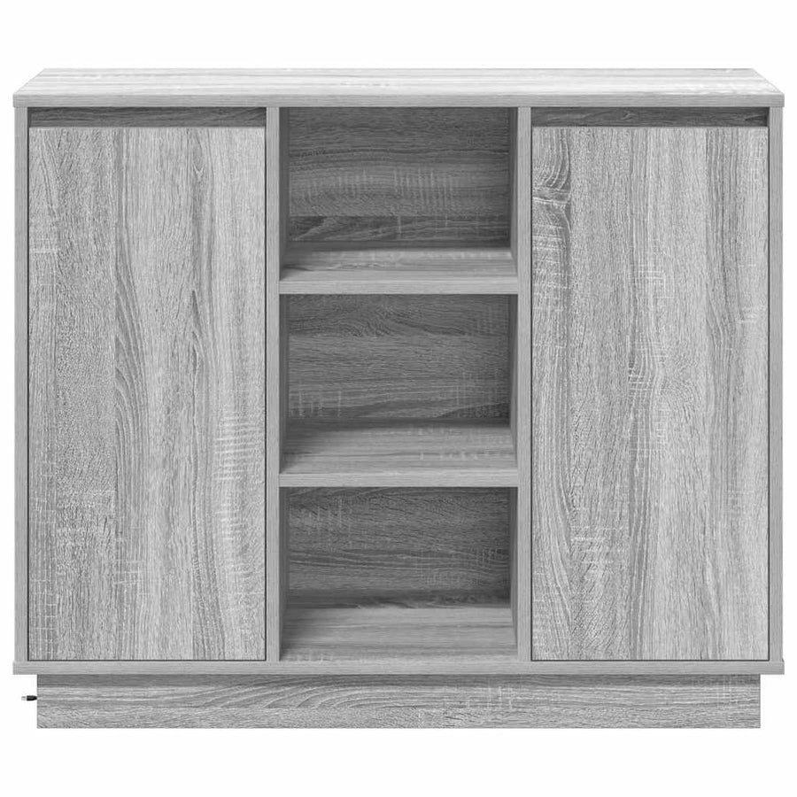 LED Sideboard Grijs Sonoma 90 x 32 x 75 cm Bewerkt hout
