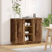 Dressoir bewerkt hout 90x32x75 cm oudhout led