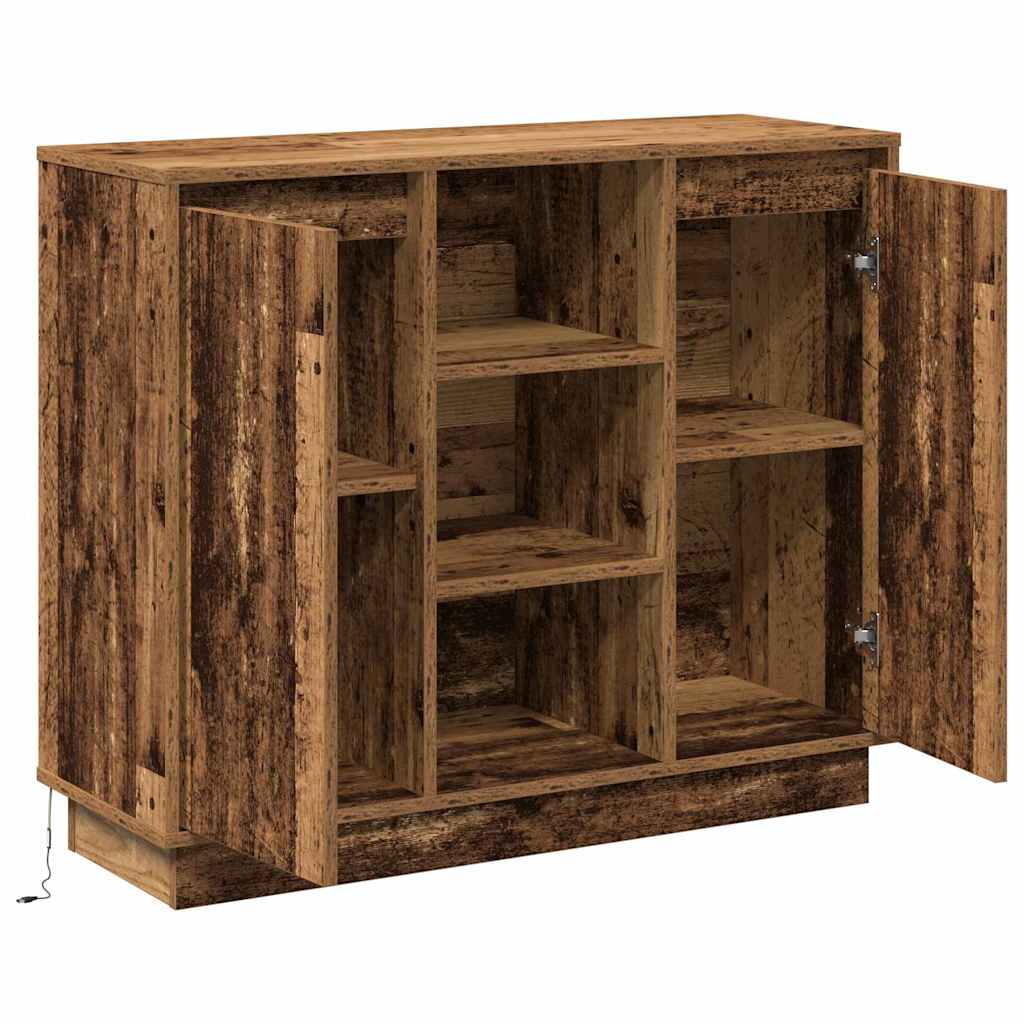 LED Sideboard Oudhout 90 x 32 x 75 cm Bewerkt hout