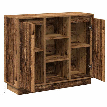 LED Sideboard Oudhout 90 x 32 x 75 cm Bewerkt hout