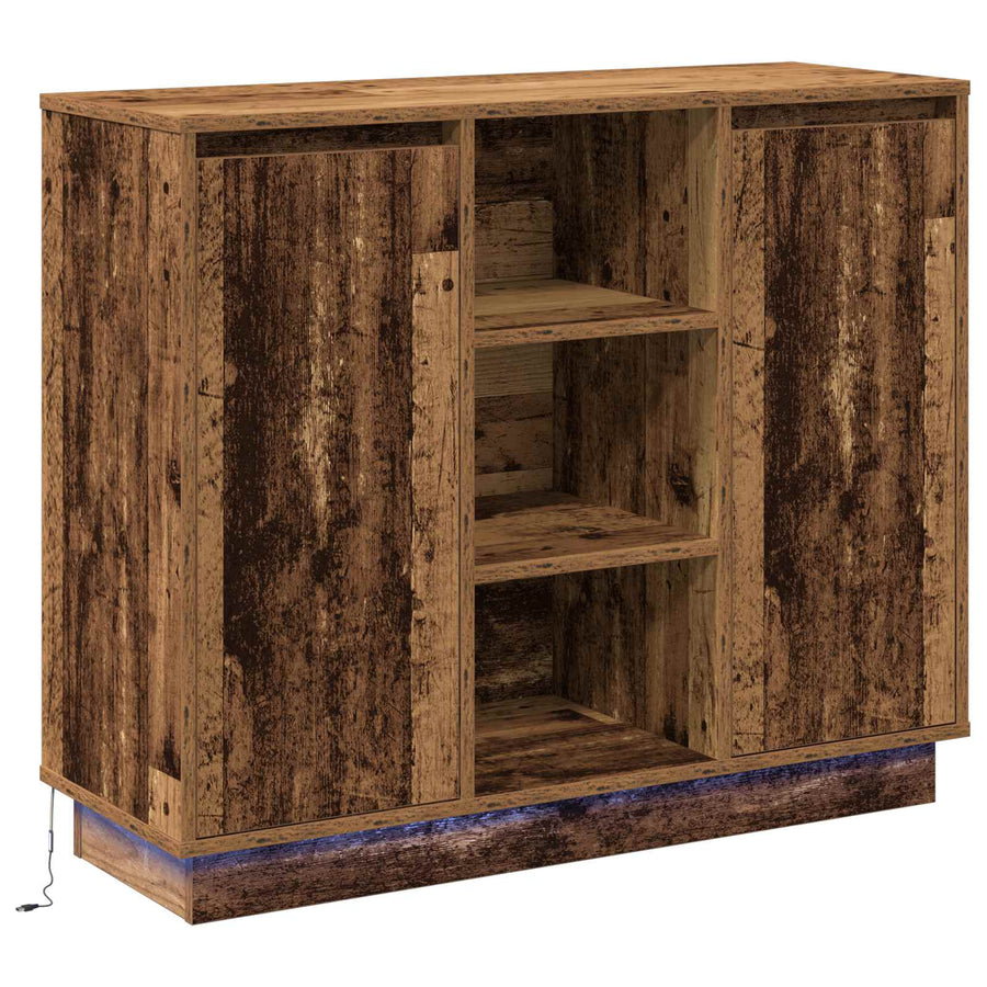 LED Sideboard Oudhout 90 x 32 x 75 cm Bewerkt hout