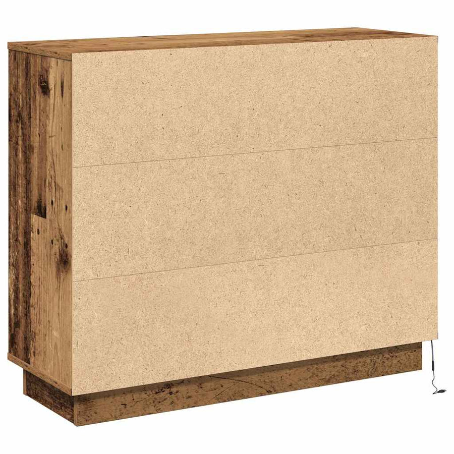 LED Sideboard Oudhout 90 x 32 x 75 cm Bewerkt hout