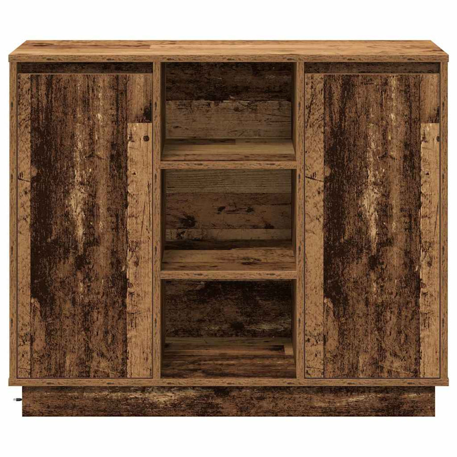 LED Sideboard Oudhout 90 x 32 x 75 cm Bewerkt hout