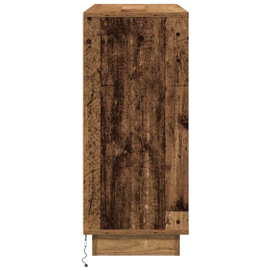 LED Sideboard Oudhout 90 x 32 x 75 cm Bewerkt hout