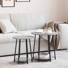 Bijzettafelset met plank 2 pcs Grijs Sonoma en Zwart