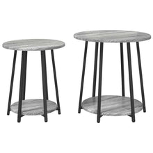 Bijzettafelset met plank 2 pcs Grijs Sonoma en Zwart
