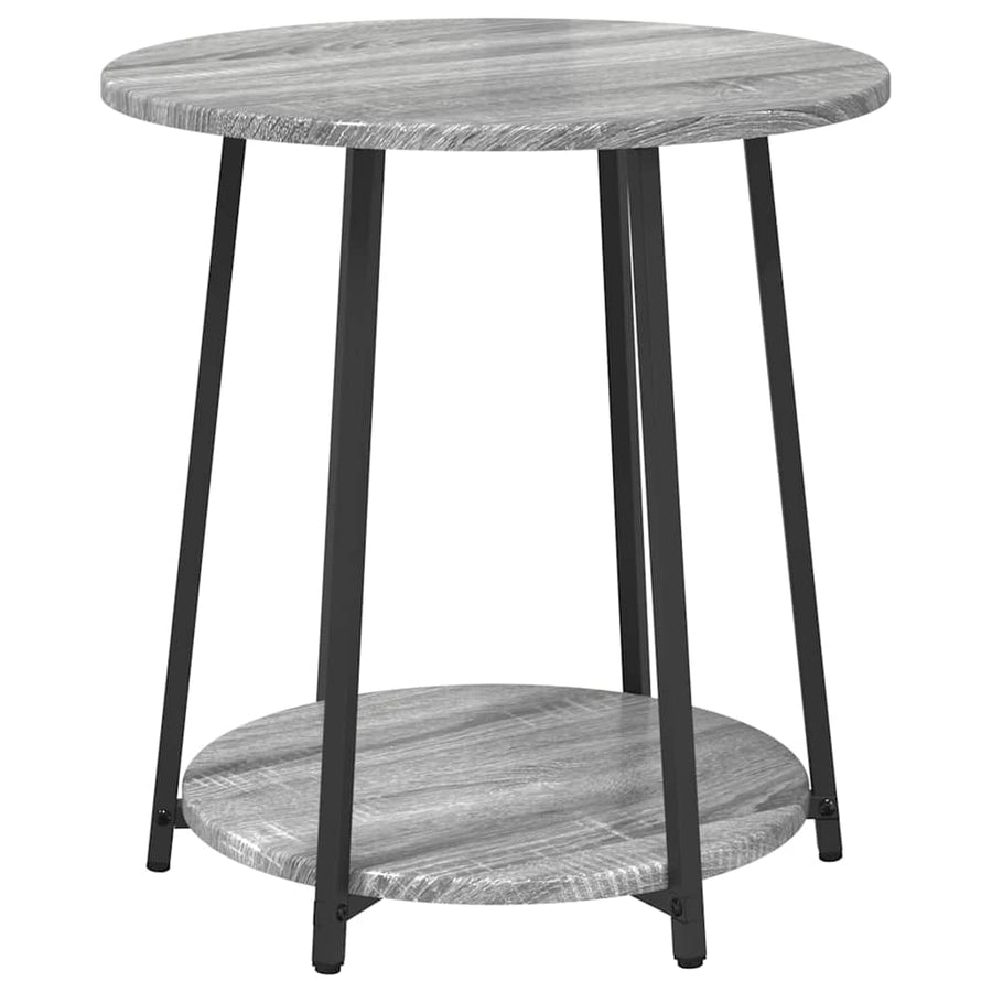 Bijzettafelset met plank 2 pcs Grijs Sonoma en Zwart