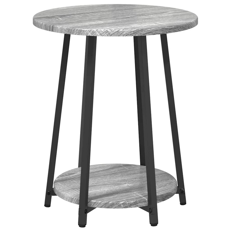 Bijzettafelset met plank 2 pcs Grijs Sonoma en Zwart