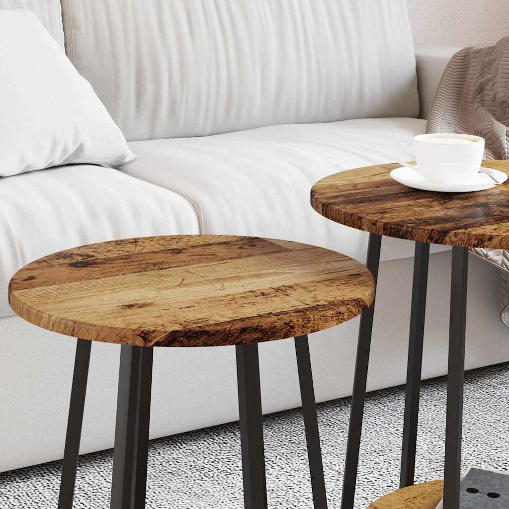 Bijzettafelset met plank 2 pcs Oud Hout en Zwart