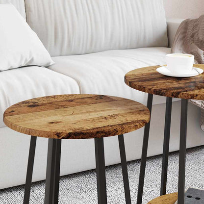 Bijzettafelset met plank 2 pcs Oud Hout en Zwart