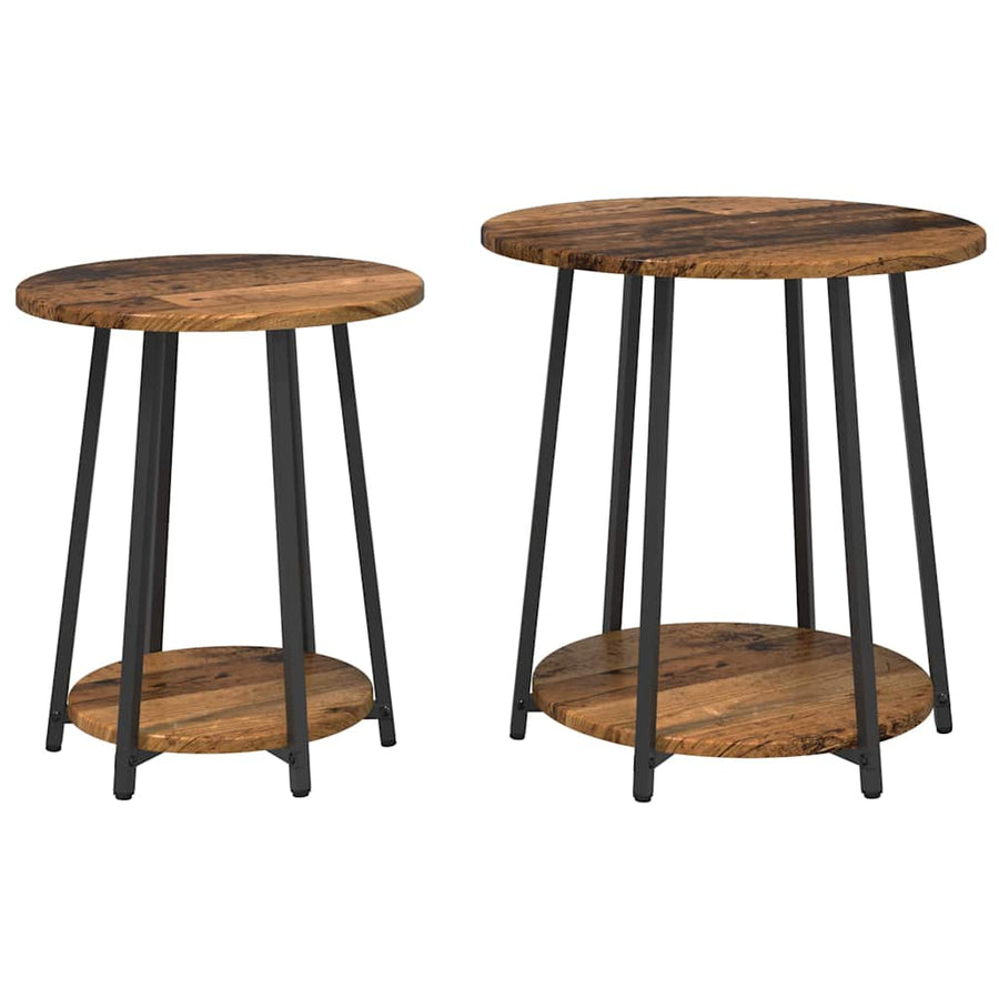Bijzettafelset met plank 2 pcs Oud Hout en Zwart