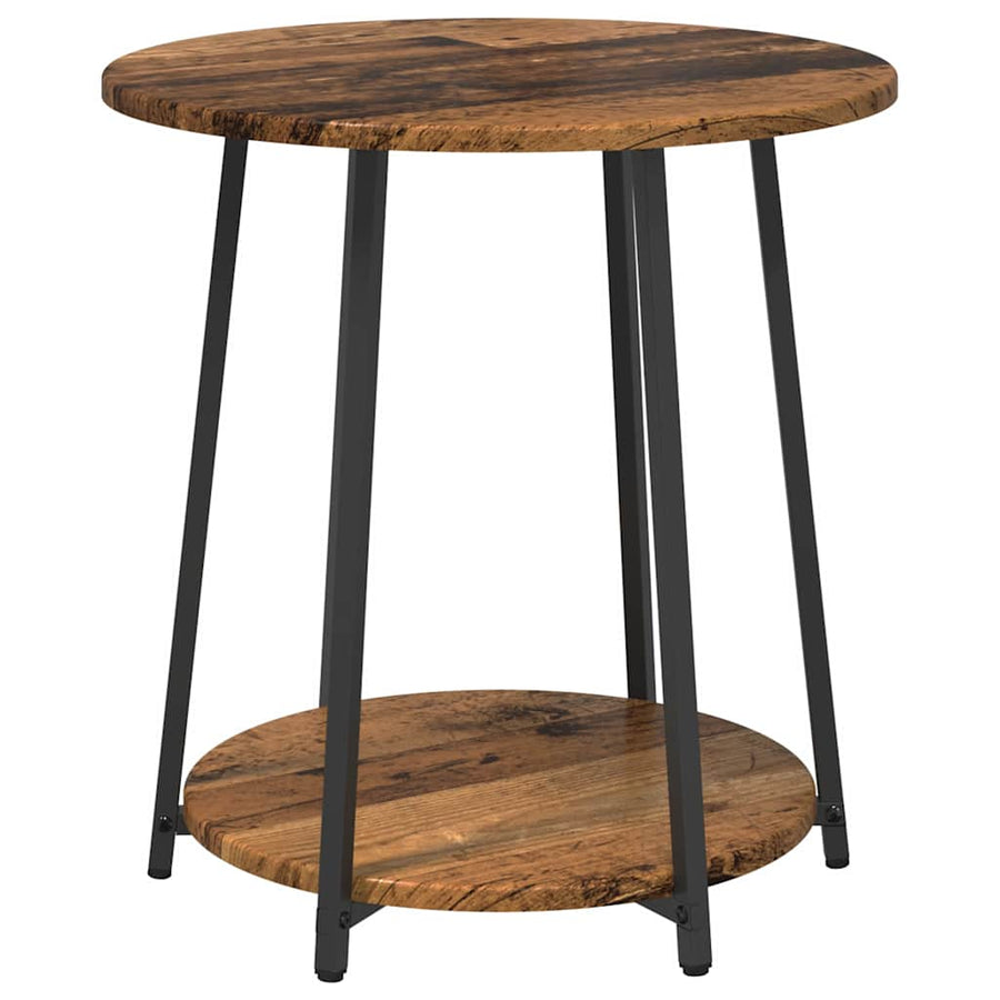 Bijzettafelset met plank 2 pcs Oud Hout en Zwart