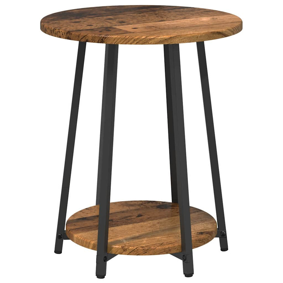 Bijzettafelset met plank 2 pcs Oud Hout en Zwart