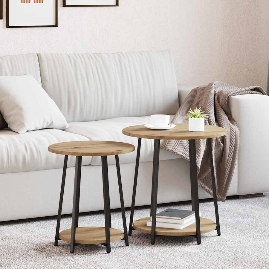 Bijzettafelset met plank 2 pcs Artisan Eiken en Zwart
