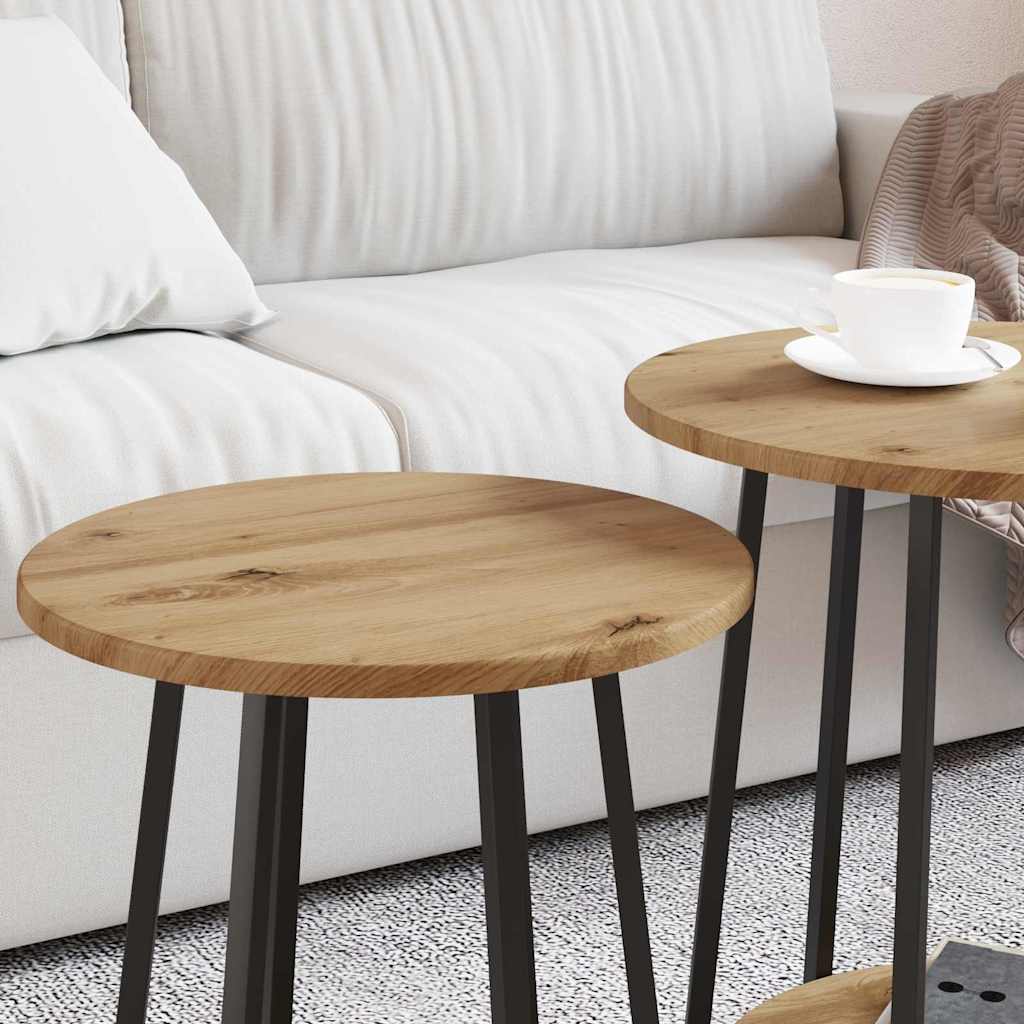 Bijzettafelset met plank 2 pcs Artisan Eiken en Zwart