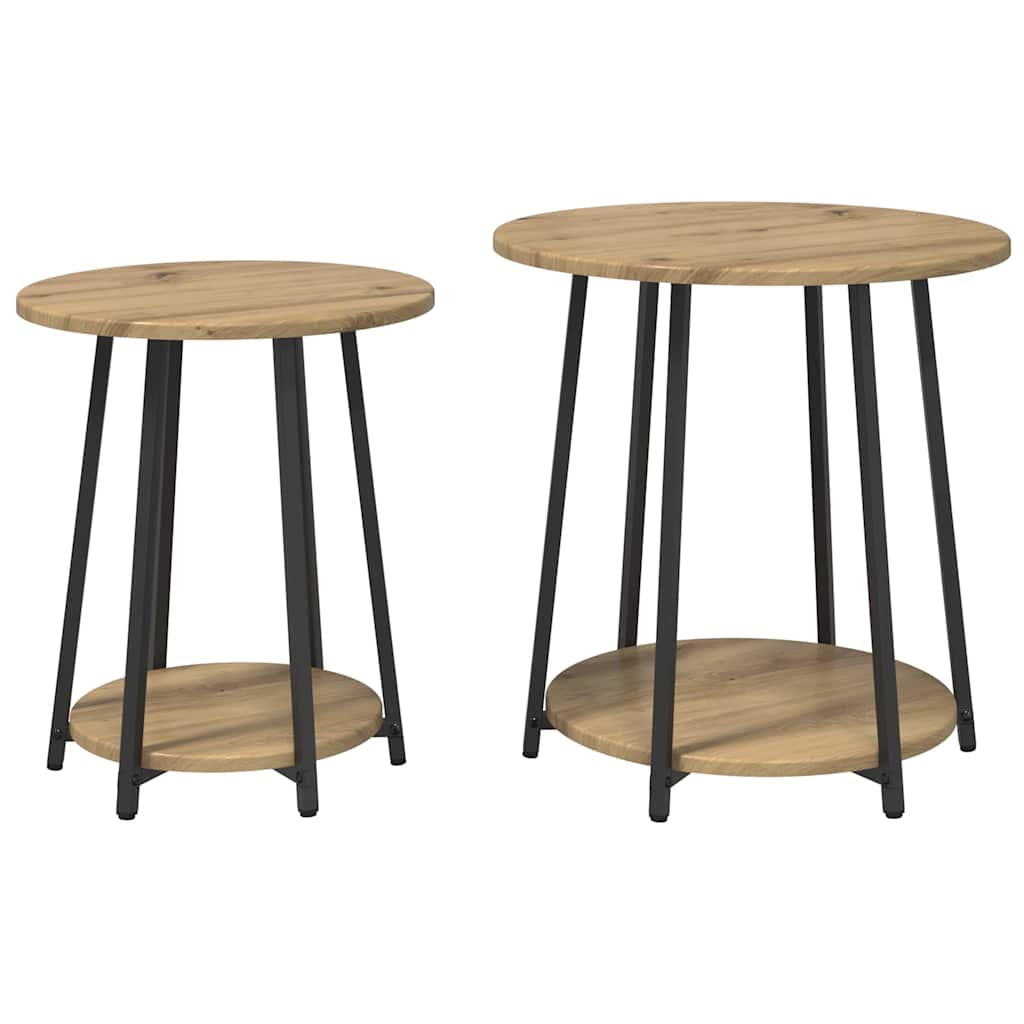 Bijzettafelset met plank 2 pcs Artisan Eiken en Zwart