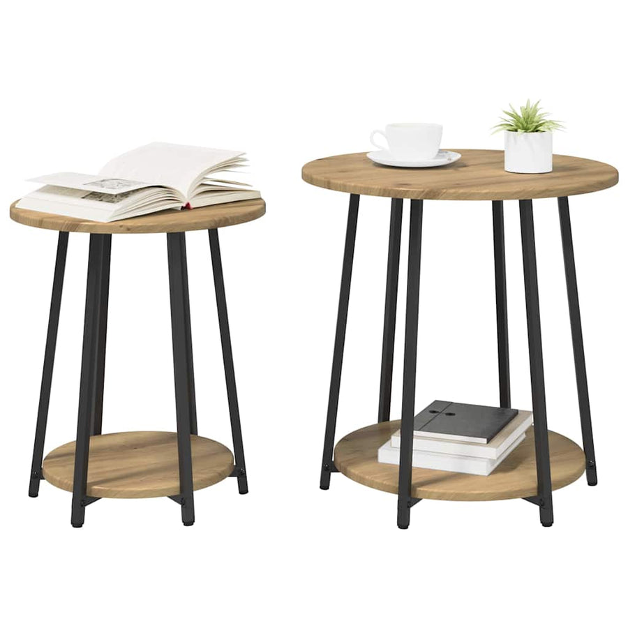 Bijzettafelset met plank 2 pcs Artisan Eiken en Zwart