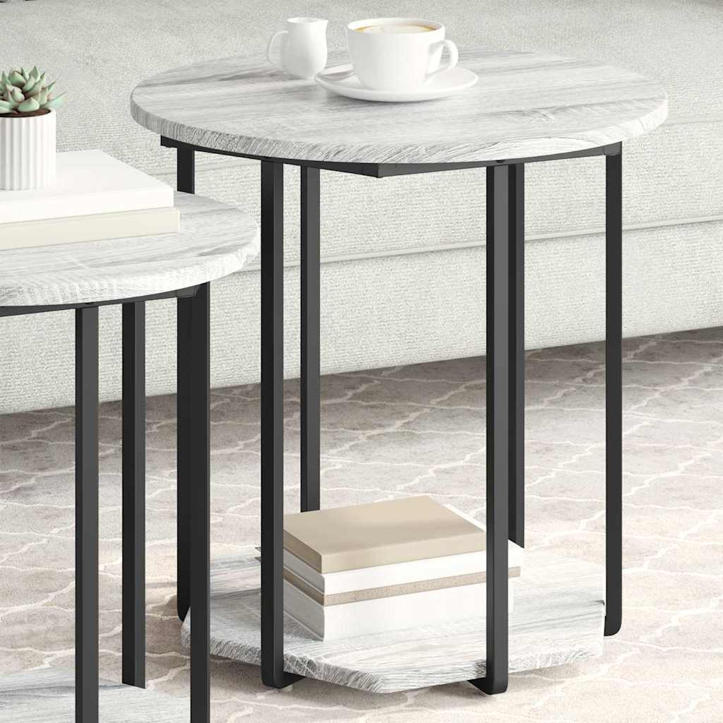Bijzettafelset met plank 2 pcs Grijs