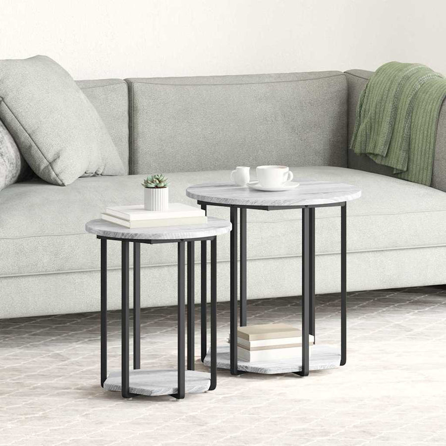 Bijzettafelset met plank 2 pcs Grijs
