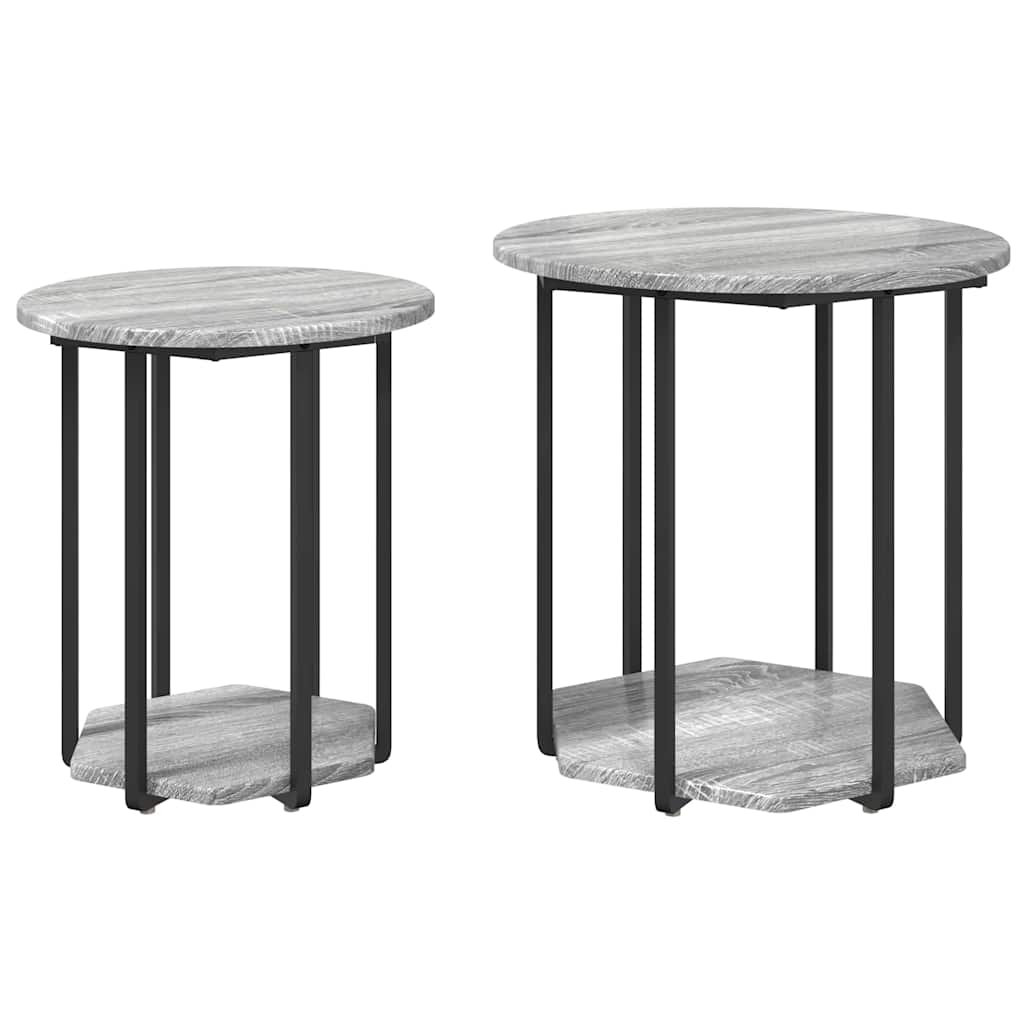 Bijzettafelset met plank 2 pcs Grijs