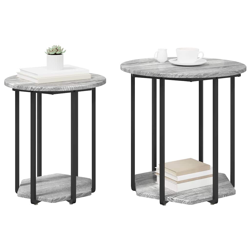 Bijzettafelset met plank 2 pcs Grijs