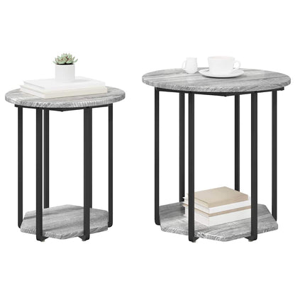 Bijzettafelset met plank 2 pcs Grijs