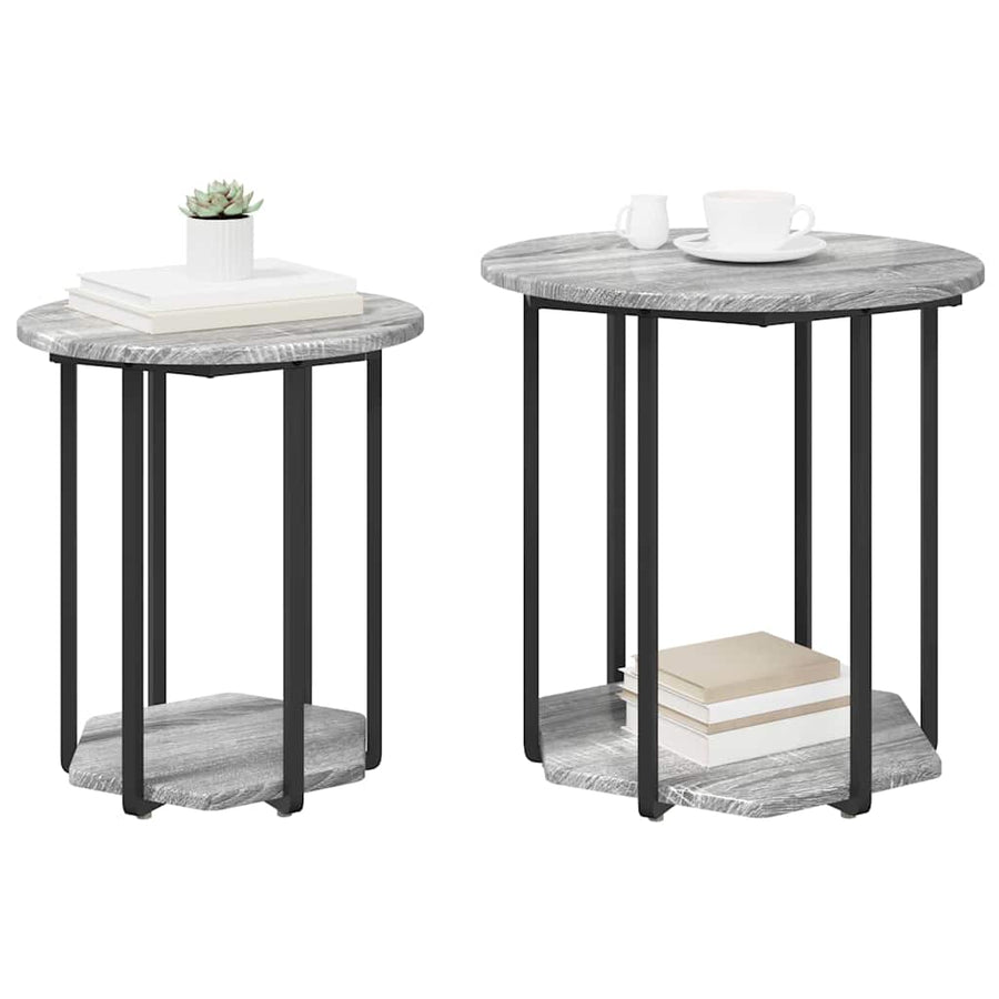 Bijzettafelset met plank 2 pcs Grijs