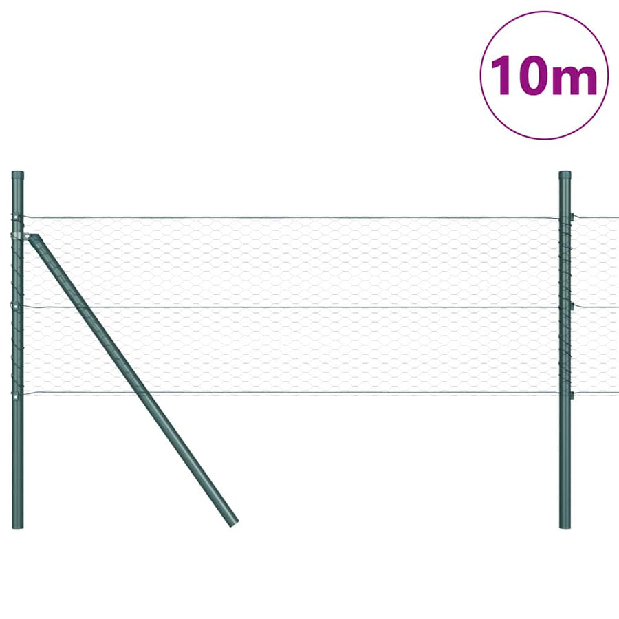 Afrasteringspaal Groen 10 x 0,4 m (25 mm gaas) Staal en PVC