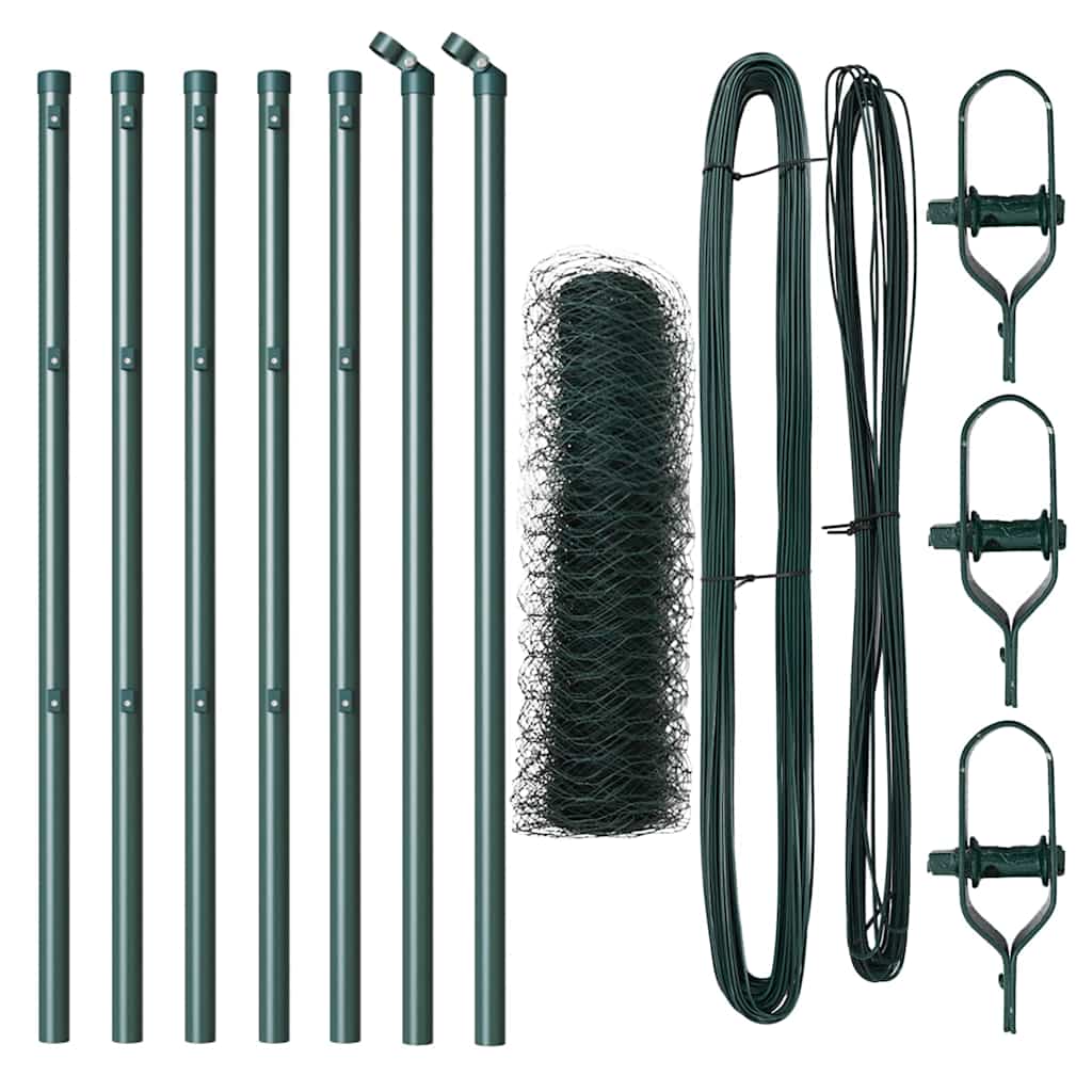 Afrasteringspaal Groen 10 x 0,4 m (50 mm mesh) Staal en PVC
