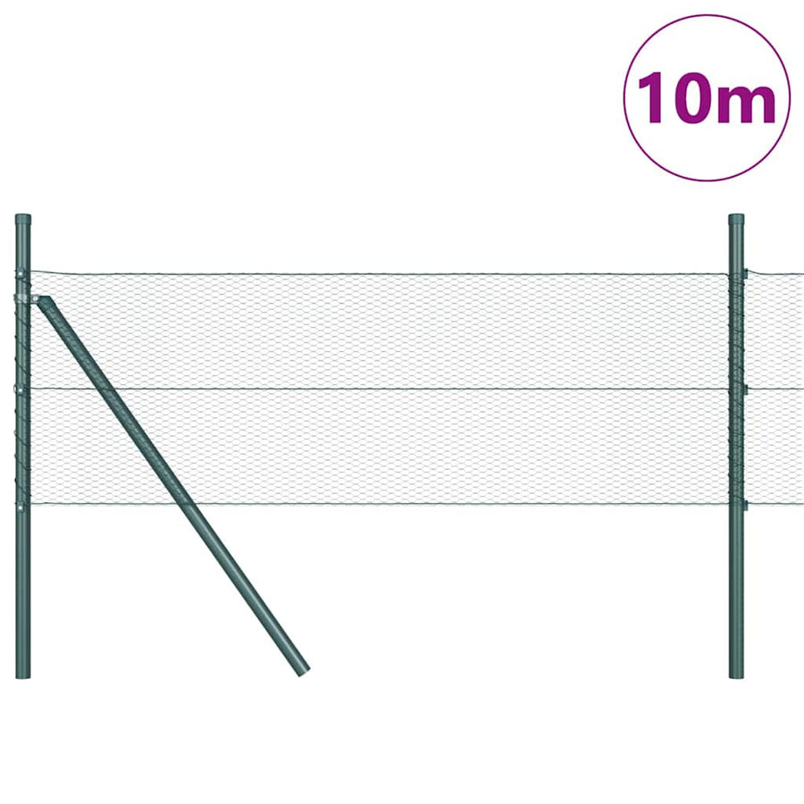 Afrasteringspaal Groen 10 x 0,5 m (13 mm gaas) Staal en PVC