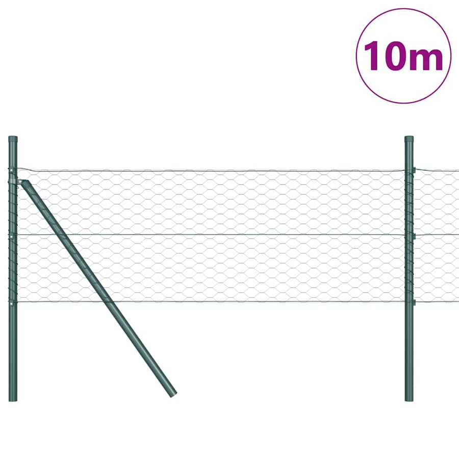 Afrasteringspaal Groen 10 x 0,5 m (36 mm gaas) Staal en PVC