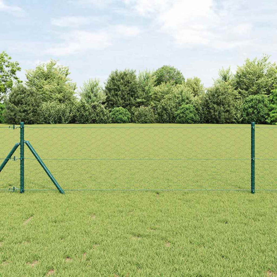 Afrasteringspaal Groen 10 x 0,6 m (50 mm gaas) Staal en PVC