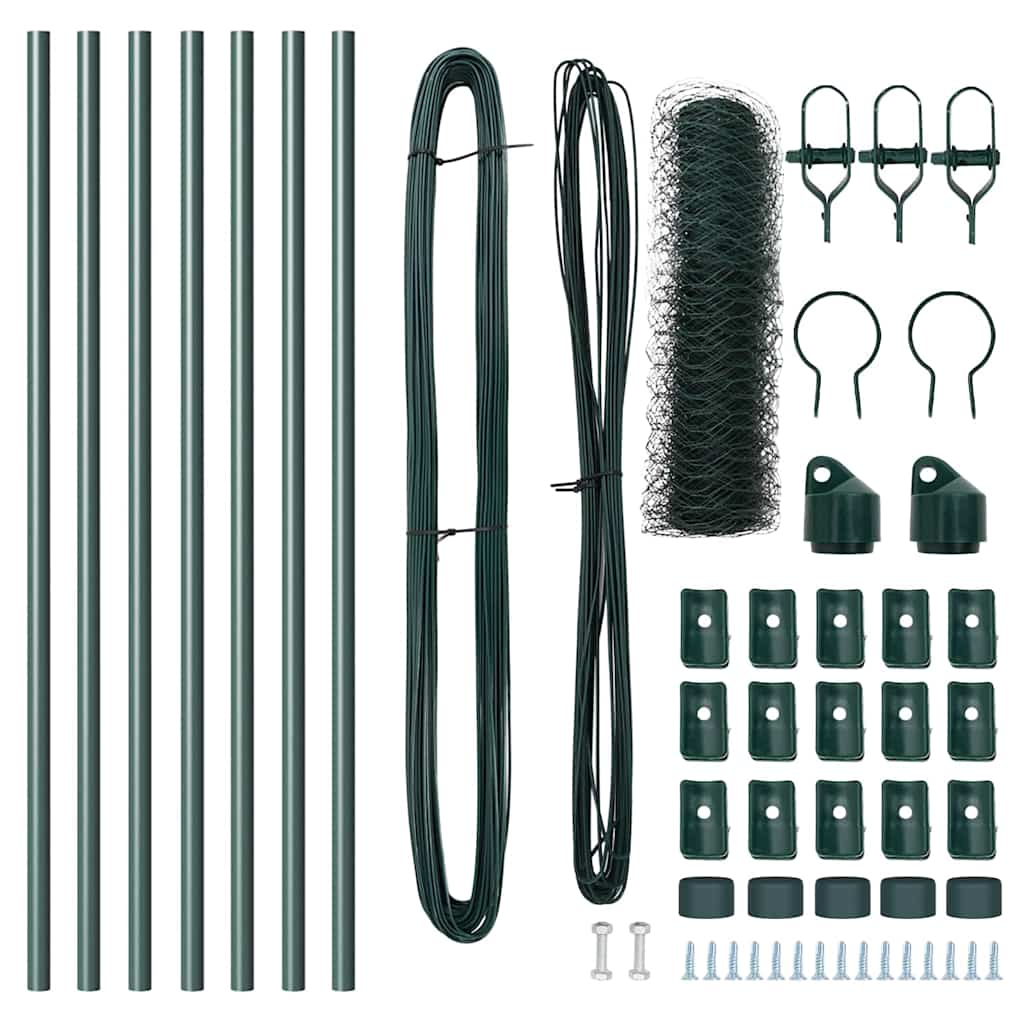 Afrasteringspaal Groen 10 x 0,8 m (36 mm gaas) Staal en PVC