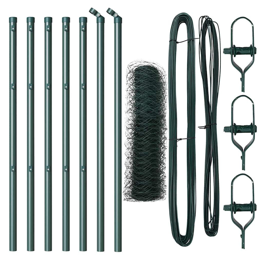 Afrasteringspaal Groen 10 x 0,8 m (50 mm gaas) Staal en PVC