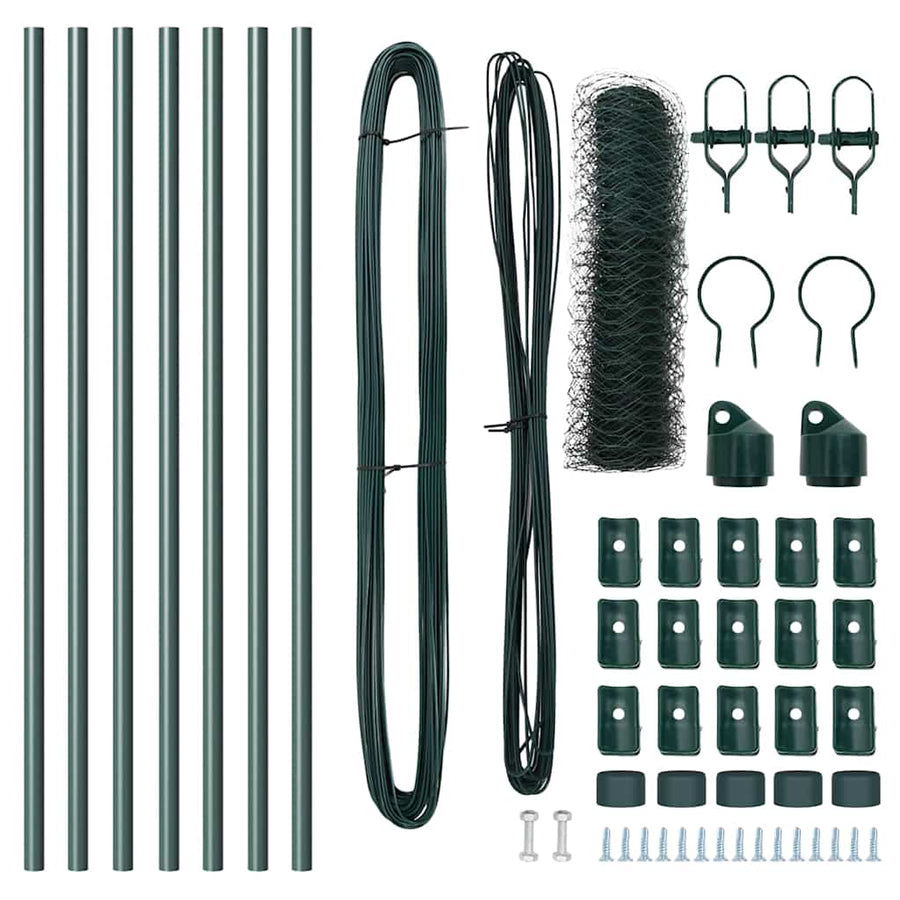 Afrasteringspaal Groen 10 x 0,8 m (50 mm gaas) Staal en PVC