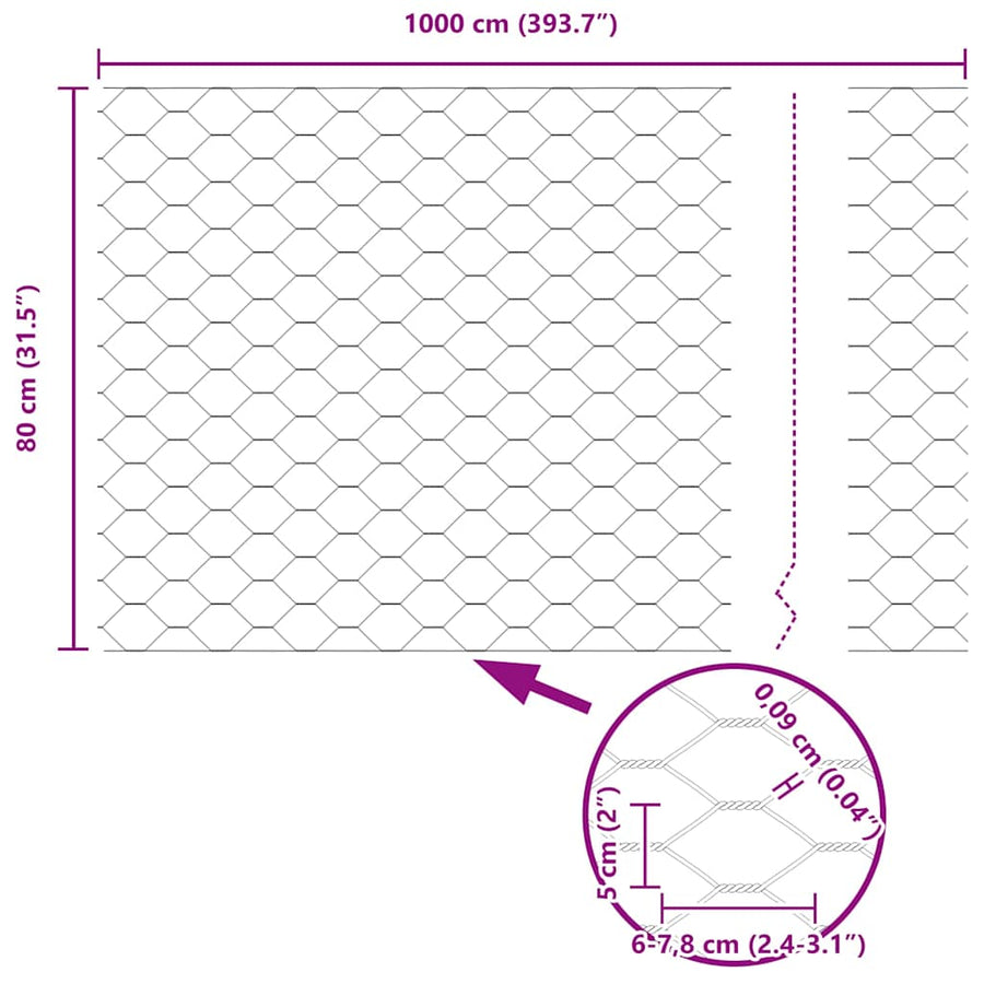 Afrasteringspaal Groen 10 x 0,8 m (50 mm gaas) Staal en PVC